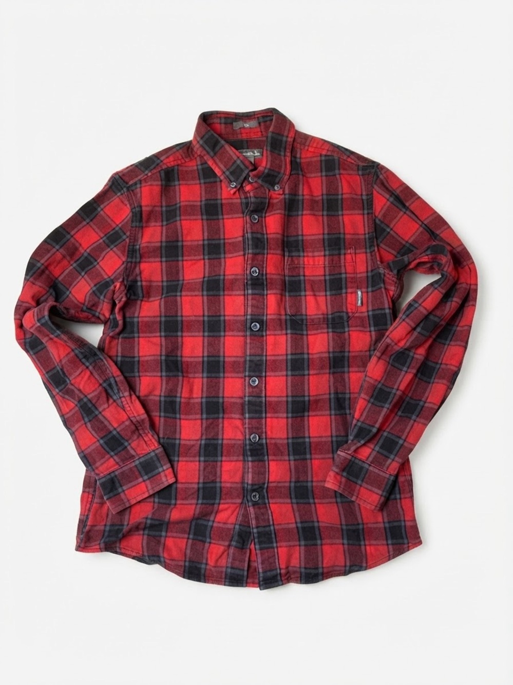 Eddie Bauer Slim Fit Red Black Plaid Flannel Shirt S